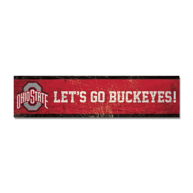 Imán de madera de 1,5" x 6" de Ohio State Buckeyes ¡VAMOS BUCKEYES!