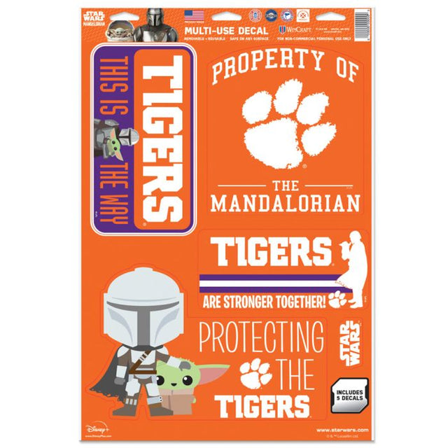 Calcomanía multiusos Clemson Tigers / Star Wars MANDALORIAN de 11" x 17"