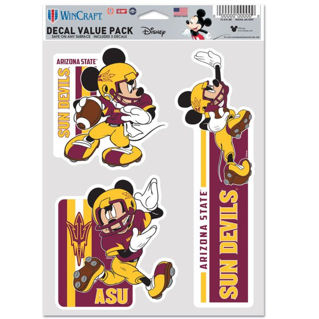 Paquete de 3 ventiladores multiusos de fútbol americano de Mickey Mouse de Arizona State Sun Devils/Disney