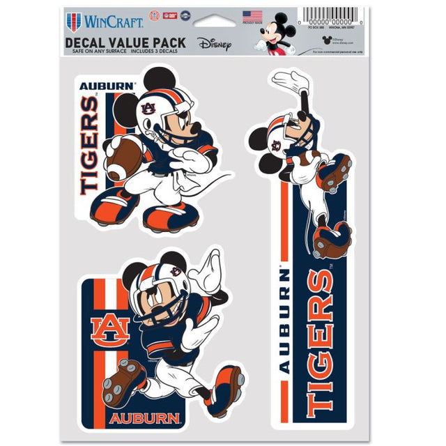 Paquete de 3 ventiladores multiusos de fútbol americano de Mickey Mouse de Auburn Tigers/Disney