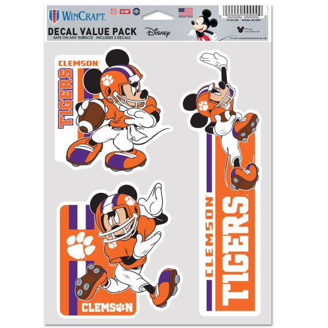 Paquete de 3 ventiladores multiusos de fútbol americano de Mickey Mouse de Clemson Tigers/Disney