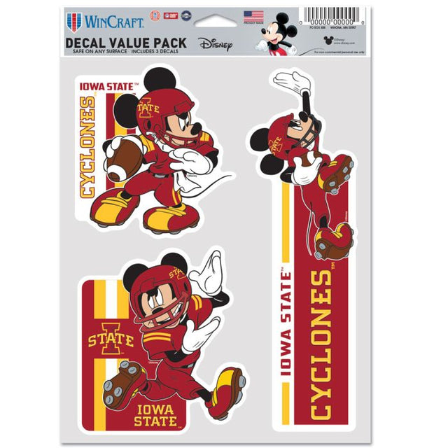 Paquete de 3 ventiladores multiusos de fútbol americano de Mickey Mouse de Iowa State Cyclones/Disney