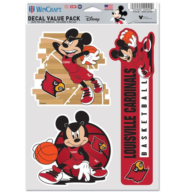 Paquete de 3 ventiladores multiusos de baloncesto de Mickey Mouse de los Cardenales de Louisville/Disney