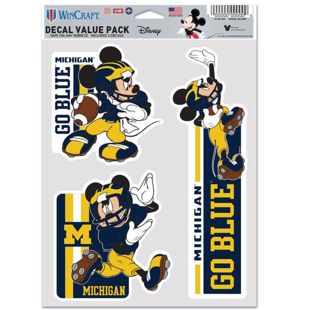 Paquete de 3 ventiladores multiusos de fútbol americano de Mickey Mouse de Michigan Wolverines/Disney