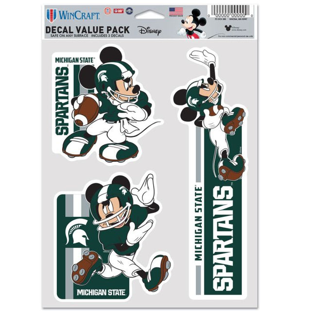 Paquete de 3 ventiladores multiusos de fútbol americano de Mickey Mouse de Michigan State Spartans/Disney