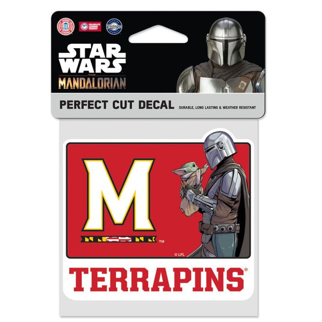 Calcomanía de color de corte perfecto de Maryland Terrapins / Star Wars MANDALORIAN de 4" x 4"