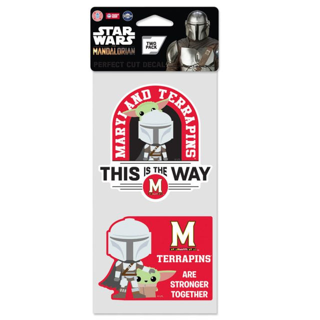 Maryland Terrapins / Star Wars MANDALORIAN Juego de calcomanías de corte perfecto de dos de 4" x 4"