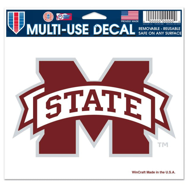 Mississippi State Bulldogs Multi-Use Decal -Clear Bckrgd 5" x 6"