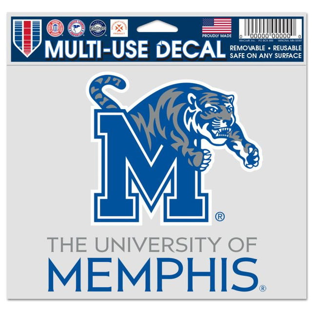 Calcomanía multiusos de Memphis Tigers, fondo transparente, 5" x 6"