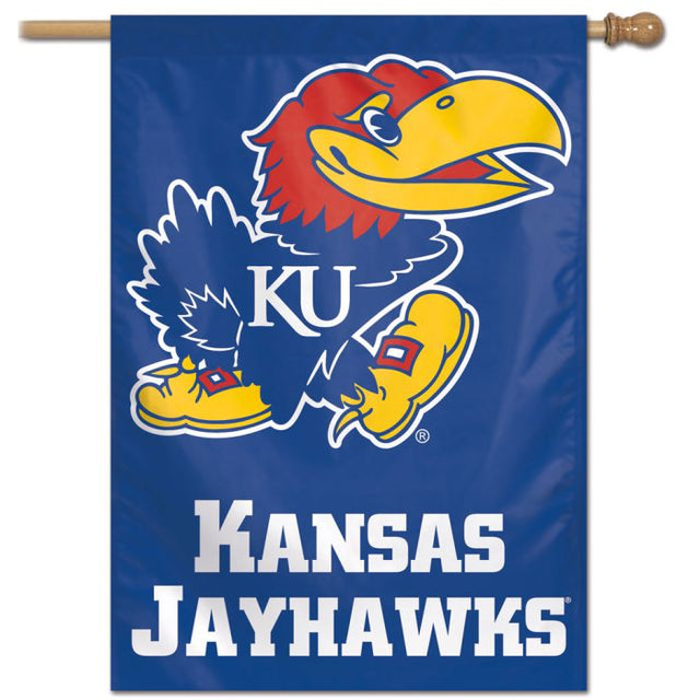 Bandera vertical de los Kansas Jayhawks de 28" x 40"