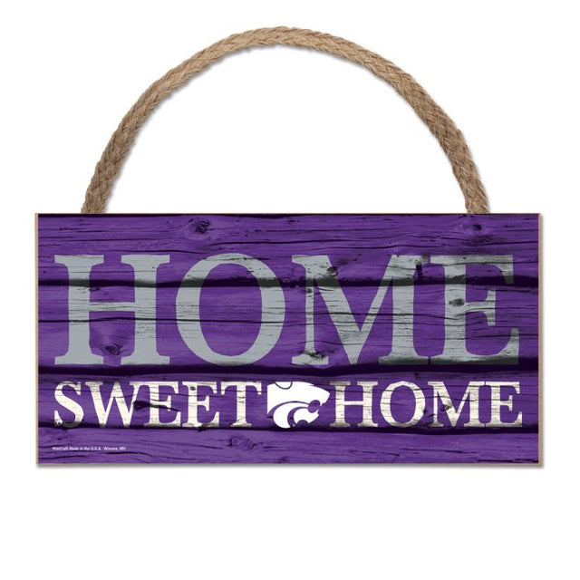 Letrero de madera con cuerda de los Kansas State Wildcats, 5 x 10 pulgadas