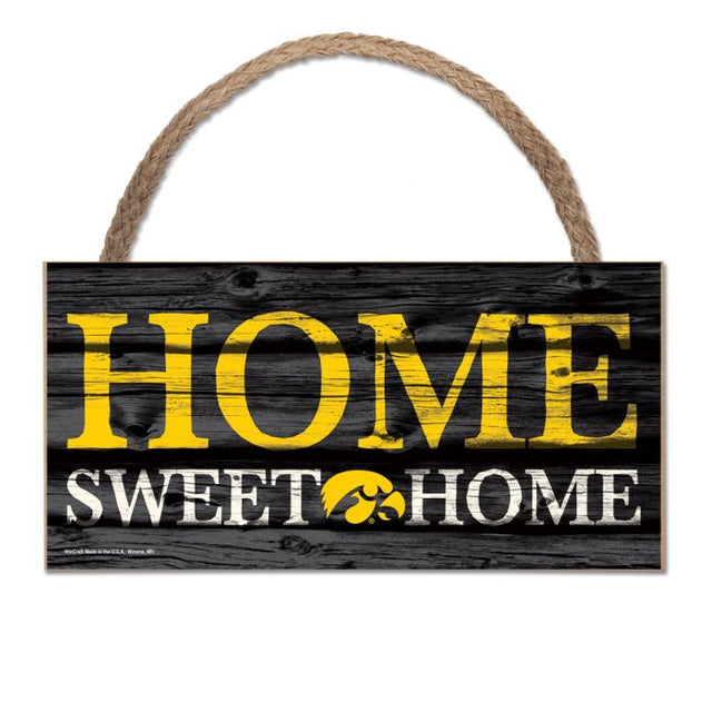 Iowa Hawkeyes Wood Sign w/Rope 5" x 10"