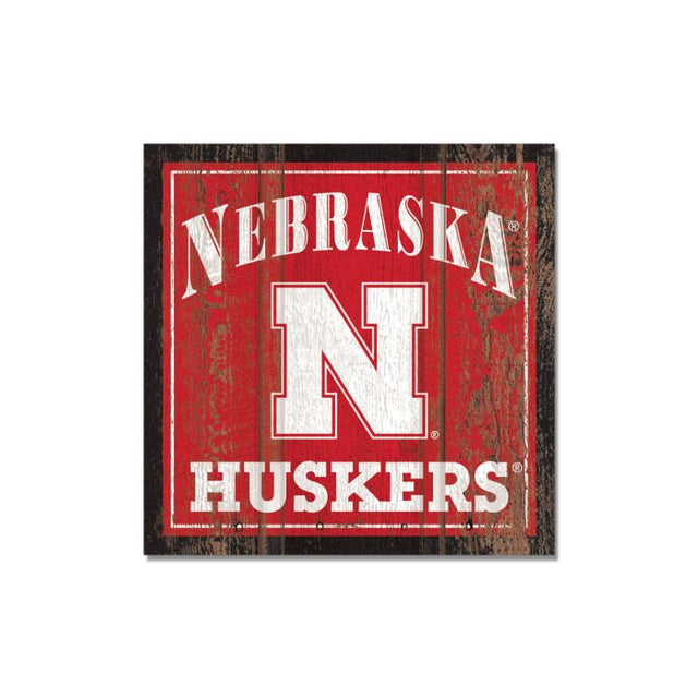 Nebraska Cornhuskers Wooden Magnet 3" X 3"