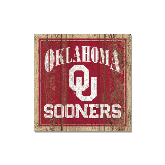 Imán de madera de los Oklahoma Sooners de 3" x 3"