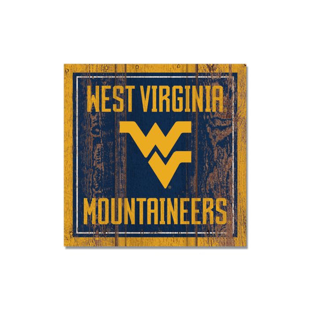 Imán de madera de los West Virginia Mountaineers, 3" x 3"