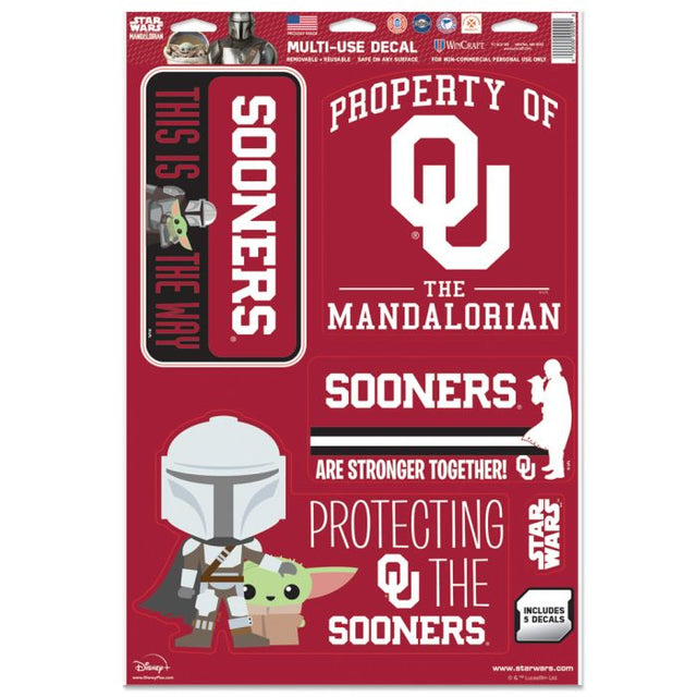 Calcomanía multiusos de los Oklahoma Sooners/Star Wars MANDALORIAN de 11" x 17"