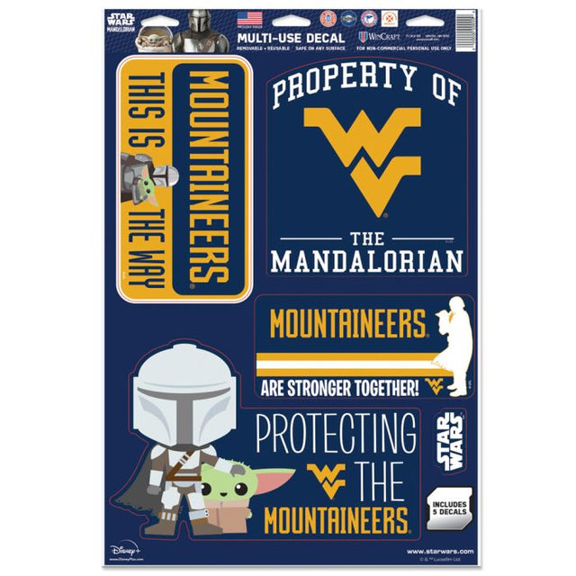 Calcomanía multiusos de Star Wars MANDALORIAN de West Virginia Mountaineers, 11" x 17"