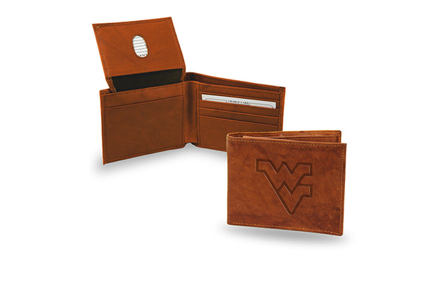 Billetera de piel de vaca con relieve de los West Virginia Mountaineers