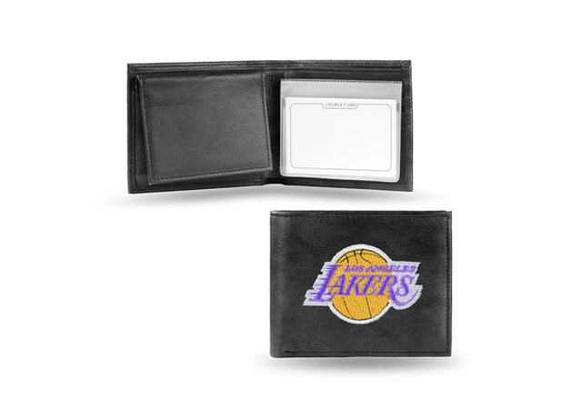 Cartera Billetera de Cuero Bordado Negro de Los Angeles Lakers