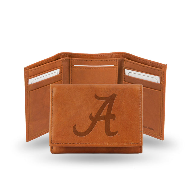 Cartera Alabama Crimson Tide con relieve en tres partes de piel de vaca color nuez