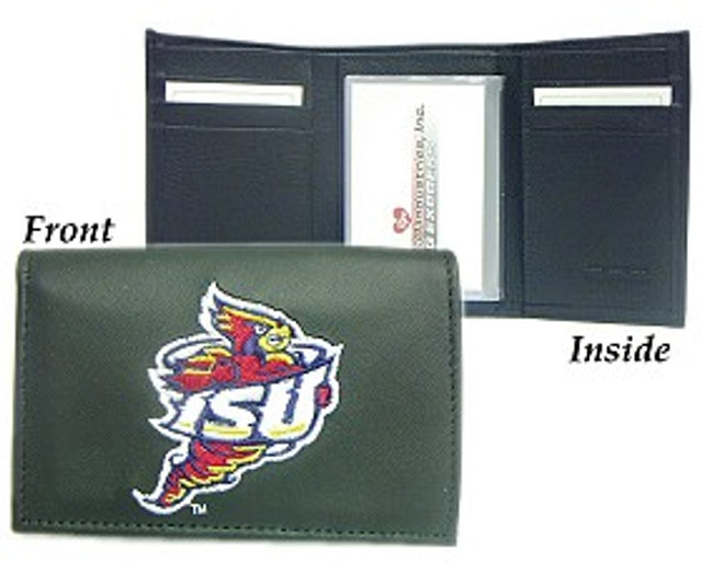 Cartera de cuero de tres pliegues bordada con los Cyclones de Iowa State