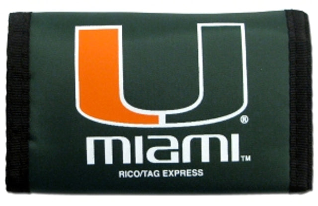 Billetera de nailon con tres pliegues de los Miami Hurricanes