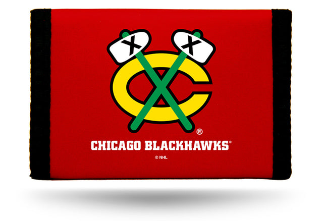 Cartera de nailon con tres pliegues de los Chicago Blackhawks