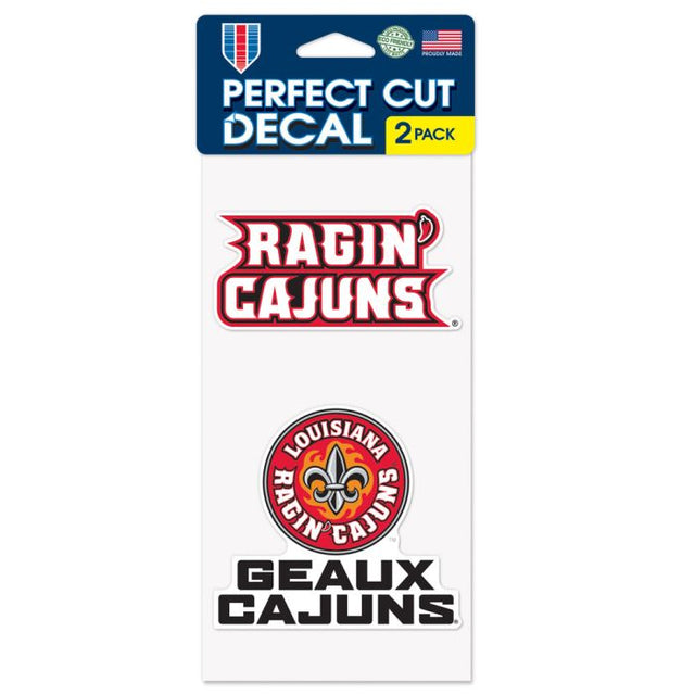 Luisiana - Juego de dos calcomanías de corte perfecto de Lafayette Ragin Cajuns de 4" x 4"