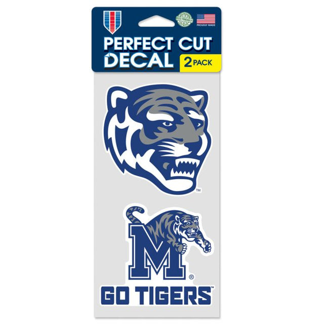 Juego de dos calcomanías de corte perfecto con el lema de los Memphis Tigers de 4" x 4"