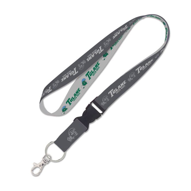 Tulane Green Wave CHARCOAL Lanyard w/detachable buckle 1"