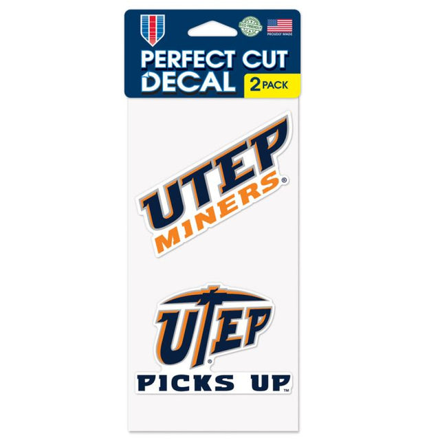 UTEP Miners SLOGAN Perfect Cut Decal Set of two 4"x4"