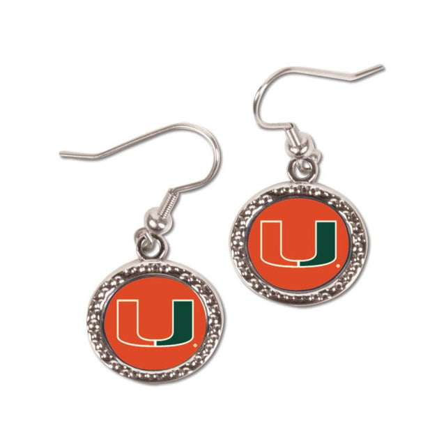 Pendientes de joyería de los Miami Hurricanes en cartulina redonda