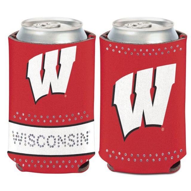 Enfriador de lata Bling de Wisconsin Badgers de 12 oz.