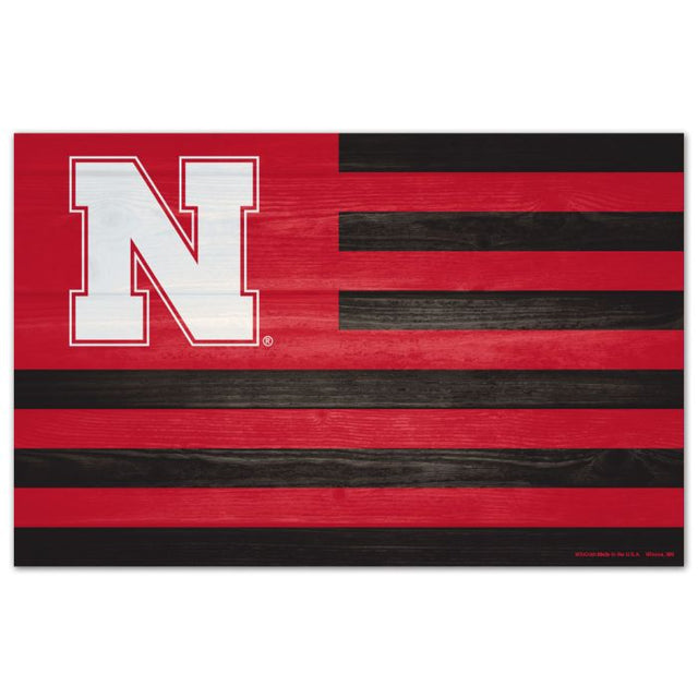 Nebraska Cornhuskers AMERICANA Wood Sign 11" x 17" 1/4" thick