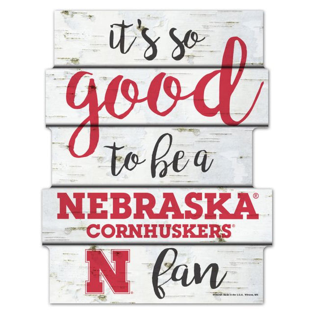 Letrero de madera de los Nebraska Cornhuskers de 11" x 14"