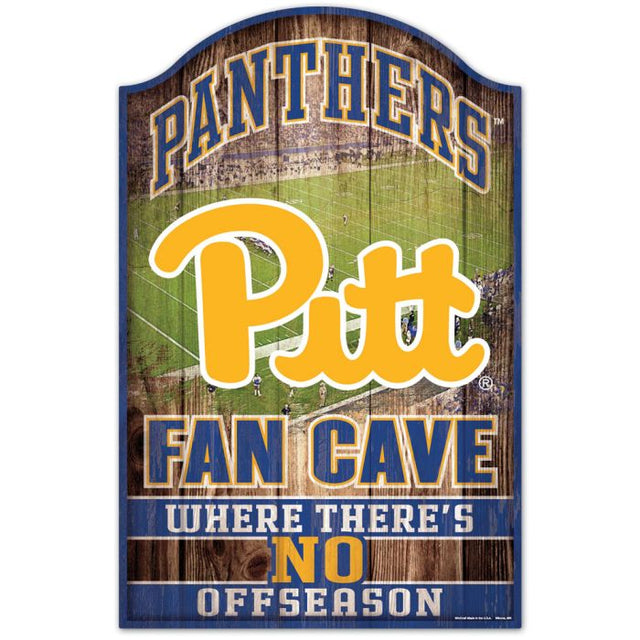 Letrero de madera FAN CAVE de Pittsburgh Panthers, 11" x 17", 1/4" de grosor