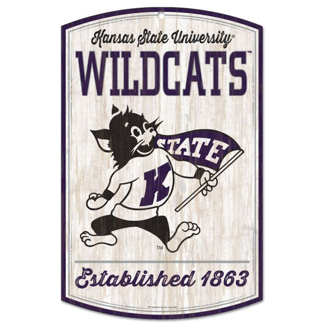 Letrero de madera vintage de Kansas State Wildcats / College de 11" x 17" y 1/4" de grosor