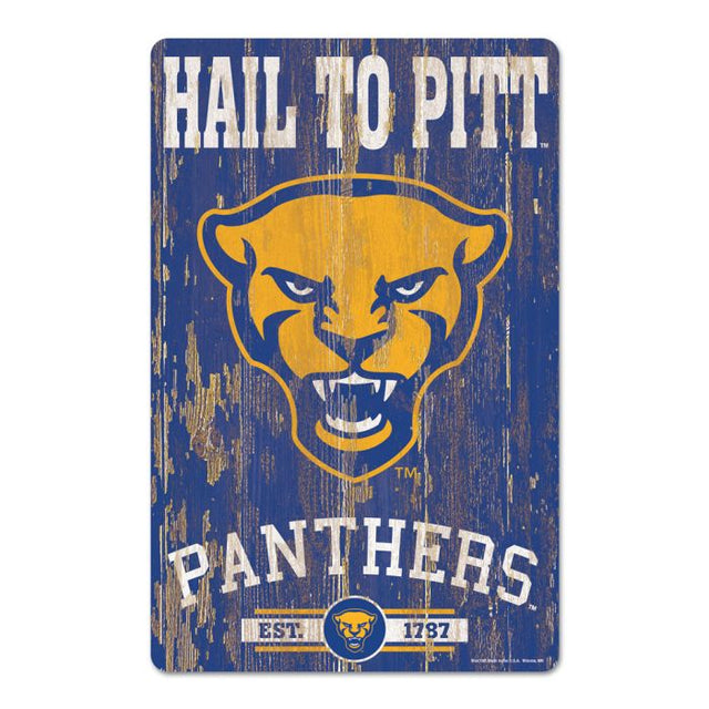 Letrero de madera con el lema de los Pittsburgh Panthers, 11" x 17", 1/4" de grosor