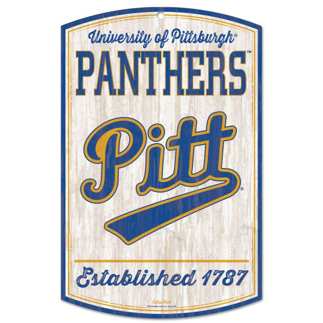 Letrero de madera de los Pittsburgh Panthers/College Vault de 11" x 17", 1/4" de grosor