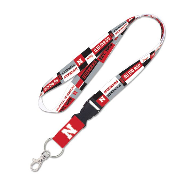 Nebraska Cornhuskers COLOR BLOCK Lanyard w/detachable buckle 1"