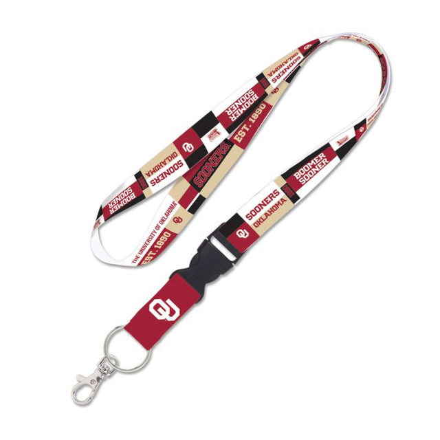 Oklahoma Sooners COLOR BLOCK Lanyard w/detachable buckle 1"