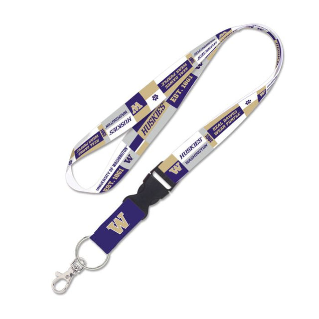 Washington Huskies COLOR BLOCK Lanyard w/detachable buckle 1"