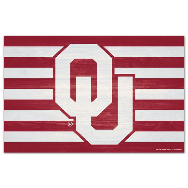 Letrero de madera con el lema "Oklahoma Sooners AMERICANA" de 11" x 17" y 1/4" de grosor