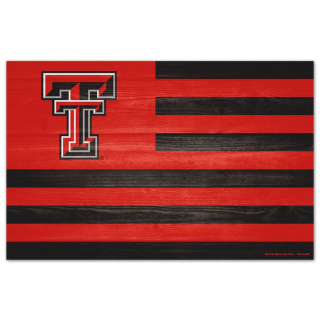 Letrero de madera con el lema AMERICANA de los Texas Tech Red Raiders, 11" x 17", 1/4" de grosor