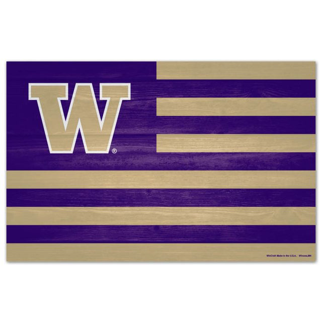 Letrero de madera con el logo de Washington Huskies AMERICANA de 11" x 17" y 1/4" de grosor