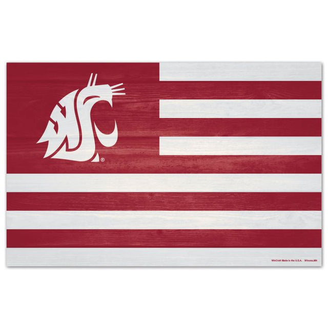 Letrero de madera de los Washington State Cougars AMERICANA de 11" x 17" y 1/4" de grosor