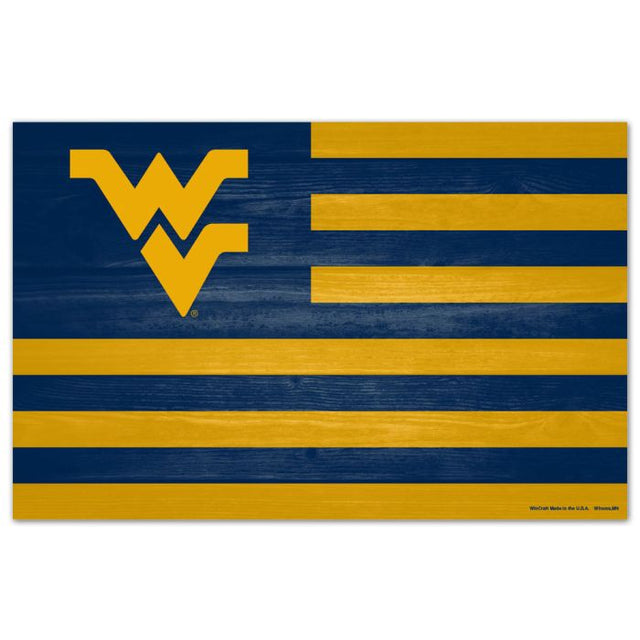 Letrero de madera de los West Virginia Mountaineers AMERICANA de 11" x 17" y 1/4" de grosor