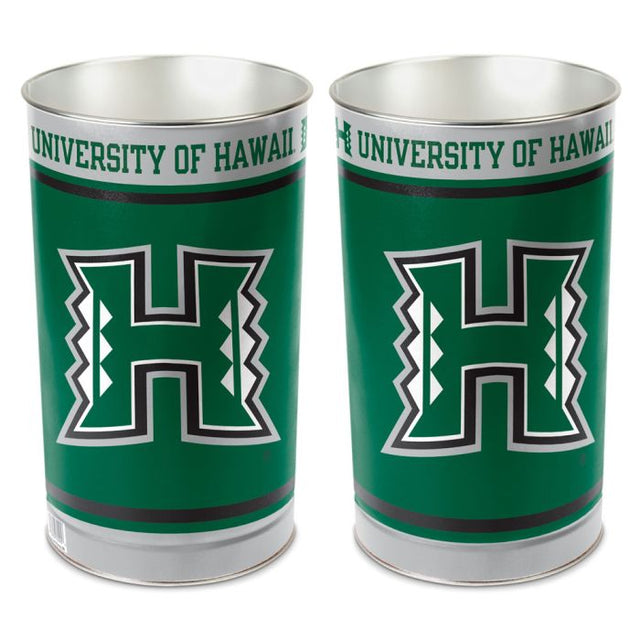 Hawaii Warriors Wastebasket - tapered 15"H