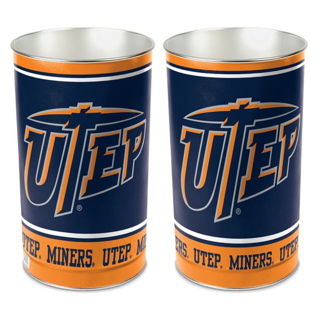 UTEP Miners Wastebasket - tapered 15"H