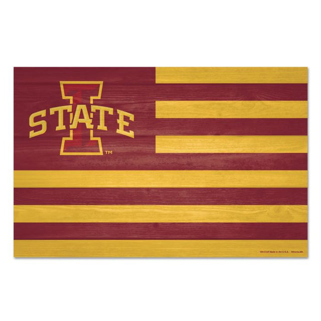 Letrero de madera de Iowa State Cyclones AMERICANA de 11" x 17" y 1/4" de grosor